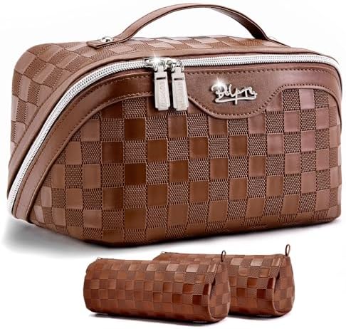 BOYATU Travel Makeup Bag Organizer: 180°Open-Flat 3 Pcs Make up Bags Set by BOYATU