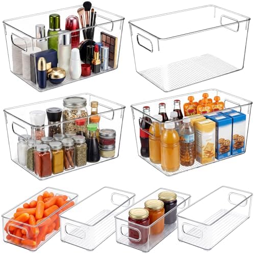 YKIOKE 8 Pack Clear Plastic Storage Bins by YKIOKE