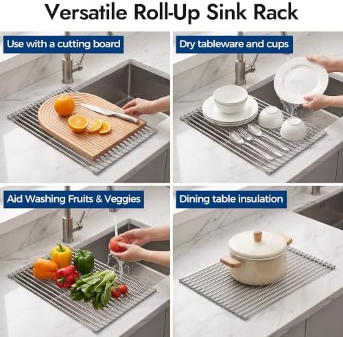 Folding Drainer Rack, 17.5 x 13.1 Inch, Fits 16.5 Inch Basin, Heavy Duty - Image 3