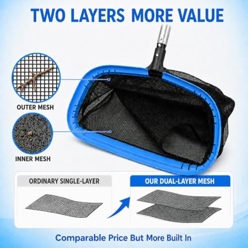TidyMister Upgraded Full Double Layer Pool Net Rake, 17.5'' - Image 2