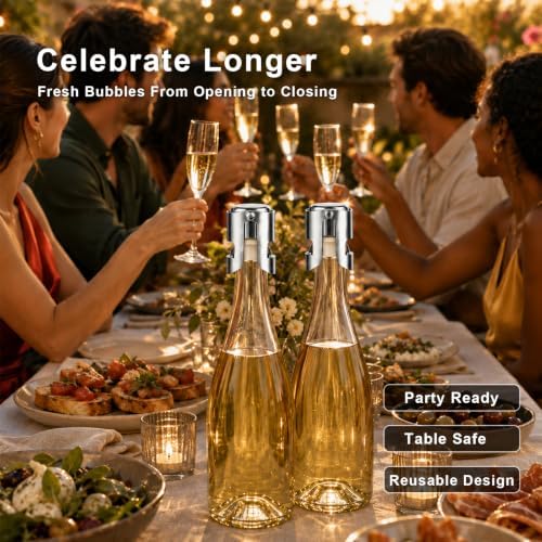 2 Pack Champagne Stoppers, Stainless Steel Sparkling Wine Sealer - Image 7