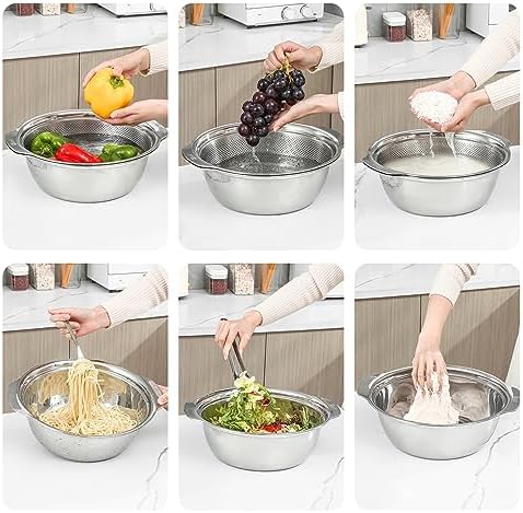 Paoli 304 Stainless Steel Fine Mesh Colander Set, 5QT Large Capacity Strainer - Image 3