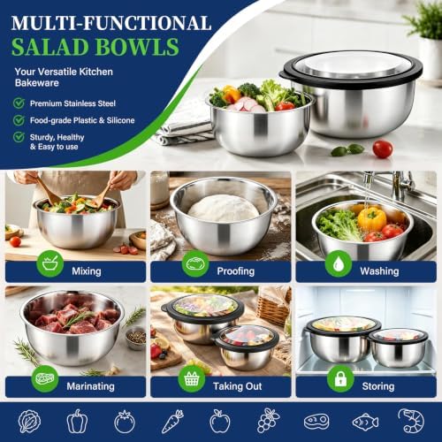 P&P CHEF Mixing Bowls with Lids Set of 3 - Image 5