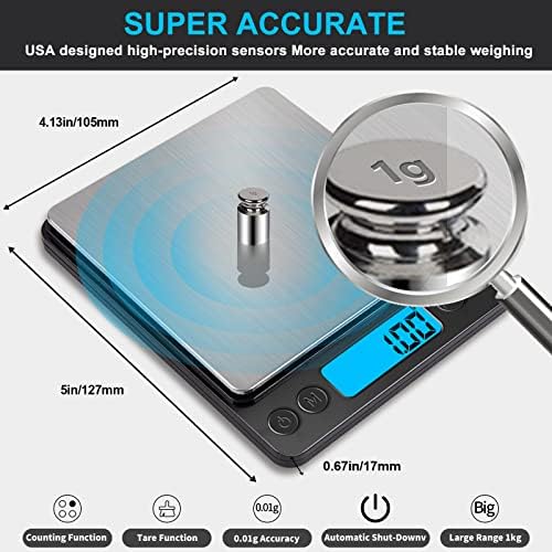 Small Digital Gram Scale 1000g by 0.01g, MEIYA High Accuracy Scale - Image 3