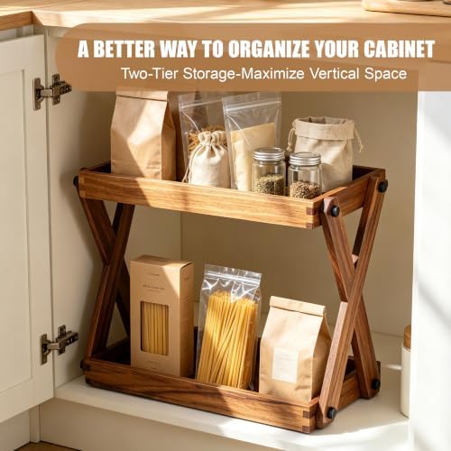 2 Tier Wood Countertop Organizer Shelf - Image 4