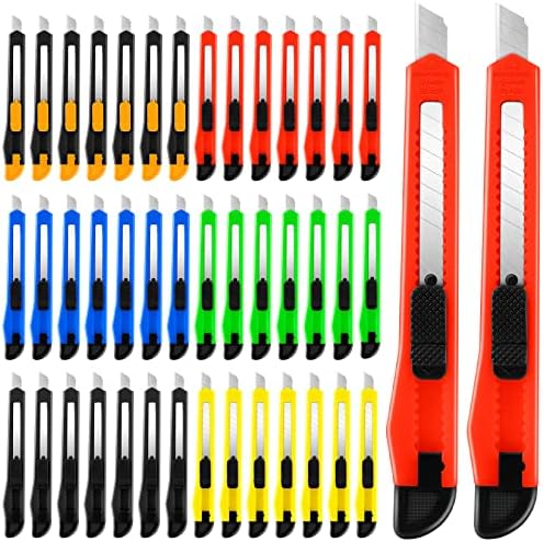 42 Pack Box Cutter Retractable, 9mm Razor Knife, Utility Knife by TIFICAL