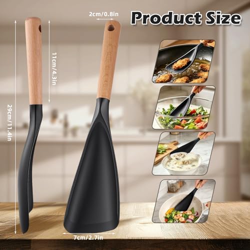 Cooking Spoon for Nonstick Cookwares, Wood Handle Spoon for Stirring - Image 2