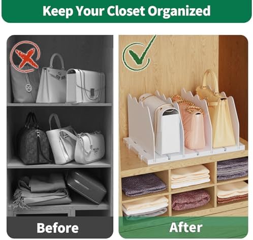 SPACEKEEPER Shelf Divider for Closet, Adjustable Purse Organizers - Image 5