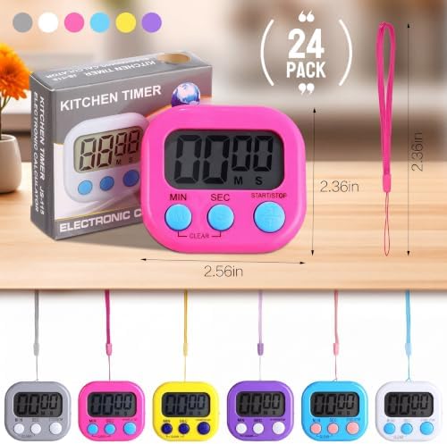 Leumoi 24 Pcs Digital Kitchen Timer Bulk Timer - Image 2