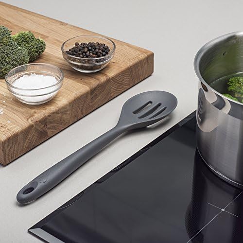 Zeal Silicone Non Scratch Slotted Spoon, Dark Grey, 28 cm - Image 3