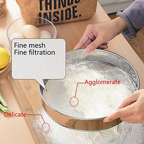 3 Pack Round Flour Sifter, Stainless Steel Fine Mesh Strainers Flour Sieve - Image 3