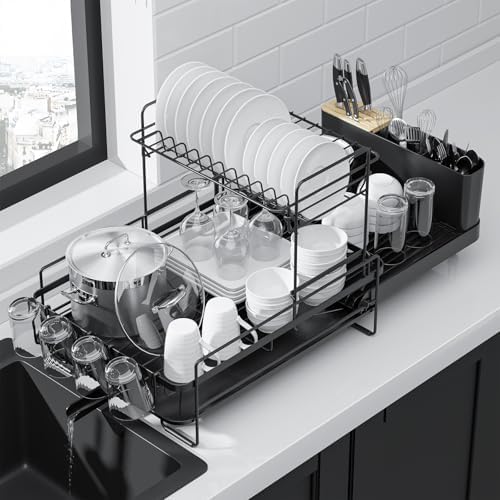 Kitsure Extendable Dish Drying Rack, 19.2"-26.7" L x 12.9" W by Kitsure