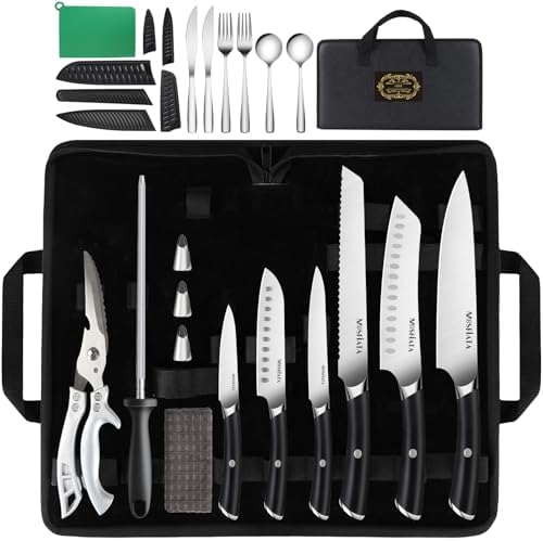 MOSFiATA Chef Knife Sets with Carry case Bag, 19 Pieces Professional Knife Set by MOSFiATA