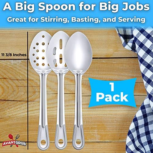Super Strong, Ergonomic 11 in Serving Spoon 3 Pk. Big, Stainless Steel Spoons - Image 6