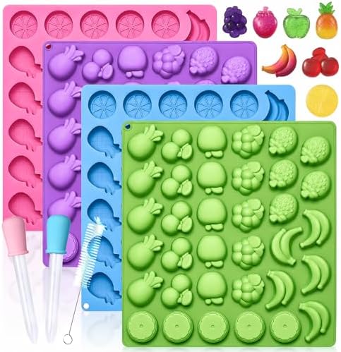 LUSHYUM 4PCS Large 5 ML Gummy Fruit Molds, 140 Total Cavities by LUSHYUM