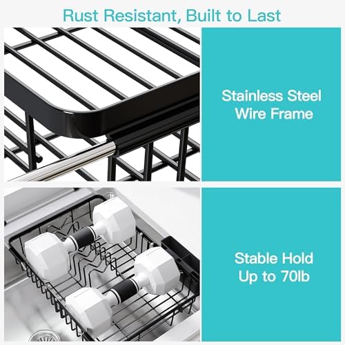 JASIWAY Black Dish Drying Rack Over the Sink - Image 5
