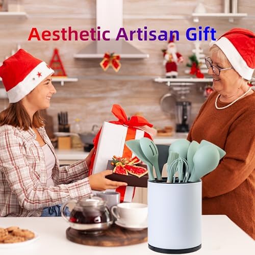 LIBODOUR Kitchen Utensil Holder, Large 360°Rotating - Image 2