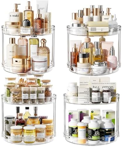 LAMU 4 Pack 10.6'' 2-Tier Lazy Susan Turntable Organizer Rotating Spice Rack by YourHome-OrganizationHelper