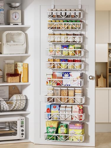 Delamu Adjustable Over the Door Pantry Organizer, 9-Tier Metal Pantry by DELAMU