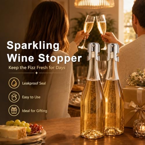 2 Pack Champagne Stoppers, Stainless Steel Sparkling Wine Sealer - Image 6