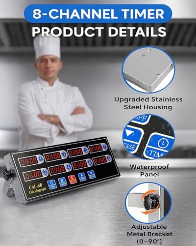 Commercial 8 Channels Digital Kitchen Timer, Calculagraph Fry Timer - Image 5