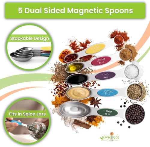 Spring Chef 9 Magnetic Measuring Cups & Spoons Set w/Leveler - Image 3