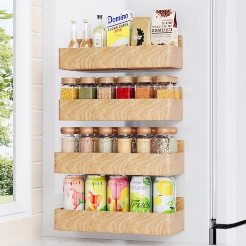 Mystozer Magnetic Spice Rack for Refrigerator Woodgrain, 4 Pack by Mystozer
