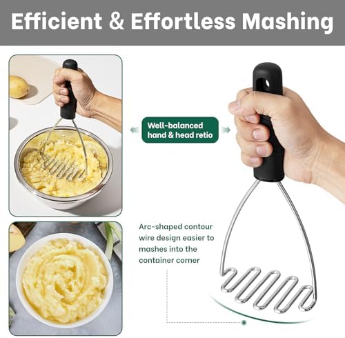 Beneno Ergonomic Soft Grip Stainless Steel Potato Masher - Image 2