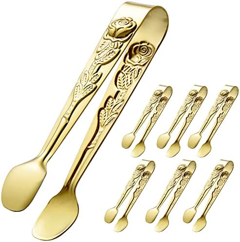 HINMAY 6PCS Mini Serving Tongs 4 Inches Small Rose Sugar Cube Tongs by HINMAY