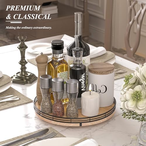 AMH 12-Inch Farmhouse Oak Lazy Susan Organizer - Image 4