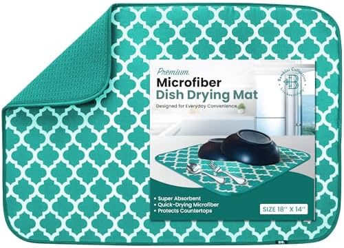 Dish Drying Mat for Kitchen Counter, Large 18 x 14 Absorbent Microfiber Pad by Bamb%C3%BCsi