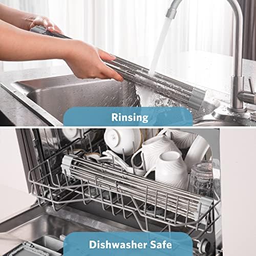 Roll Up Dish Drying Rack, 17.1”x13.1”, Build-in Plate Rack - Image 6