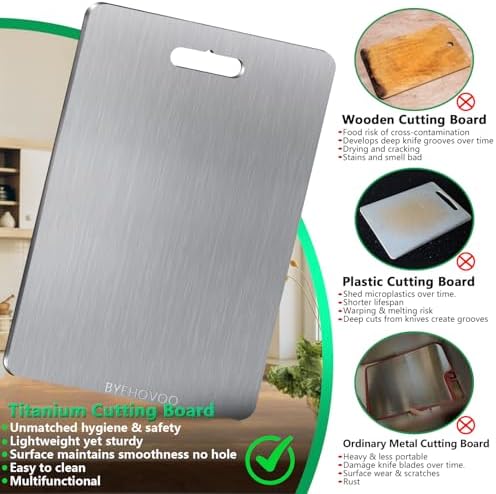 Titanium Cutting Board for Kitchen Set of 3, 100% Pure Titanium Cutting Boards - Image 2