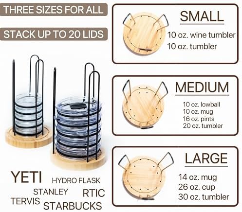2PC Tumbler Lid Organizer, Cup Lid Organizer, Holds up to 20 Lids - Image 4