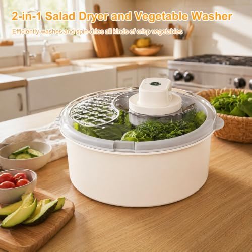 Electric Salad Spinner Fruit Vegetable Washer USB Rechargeable - Image 3