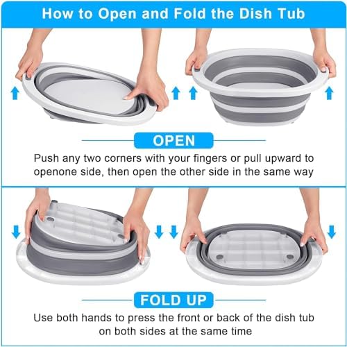 Collapsible Wash Basin, 7.5L Dish Tub Sink Basin Folding Dish Pans - Image 6
