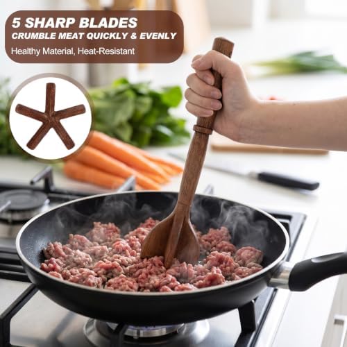 Wenqik 5 Blade Teak Wooden Meat Masher - Image 3