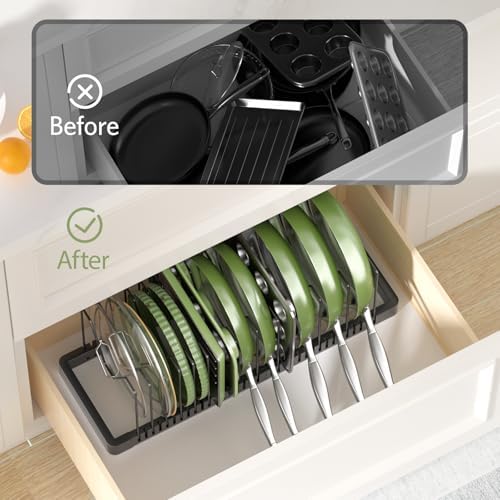 PanPanPal Pots and Pans Organizer under Cabinet, Expandable Pot Lid Organizer - Image 4