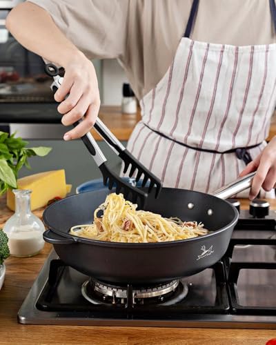 Silicone Spaghetti Spoon & Pasta Tong, Non-Stick Stainless Steel Handle Pasta - Image 5