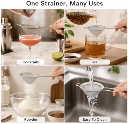 3 Pcs Fine Mesh Strainer, 3.35'' Stainless Steel Small Fine Mesh Strainer - Image 7
