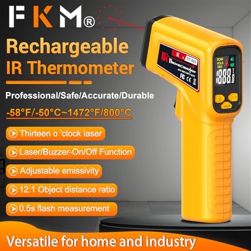 FKM Rechargeable Infrared Thermometer Gun, 13-Point Laser-High Precision - Image 2