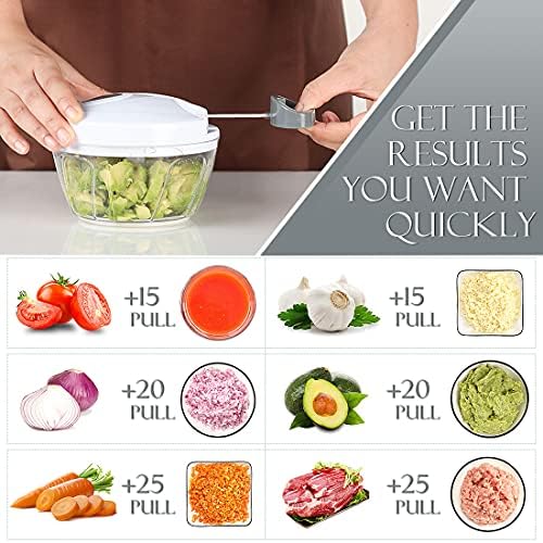 Ourokhome Manual Food Processor Vegetable Chopper, Portable Hand Pull String - Image 2