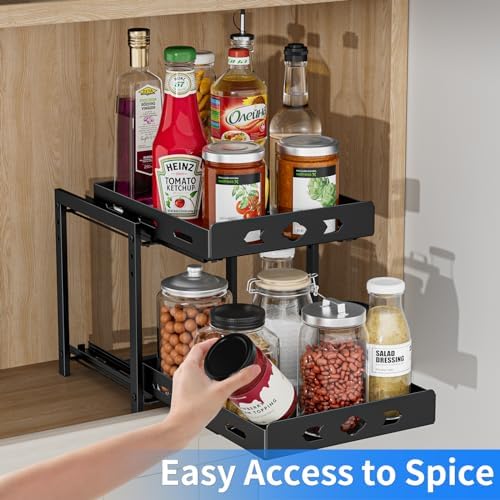 BOIVSHI Pull Out Spice Rack, Save Cabinet Space, 9.7''Wx10.8''Dx9.2''H - Image 2
