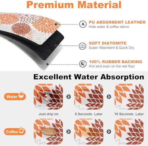 Findosom 2Pcs Fall Dish Drying Mat & Sink Splash Guard, Absorbent Dish Mat - Image 3