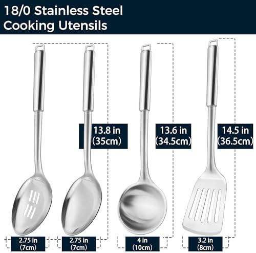 18/0 Stainless Steel Kitchen Cooking Utensil Set, Ergonomic Handle, Dishwasher - Image 3