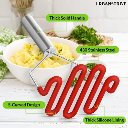 Urbanstrive Non-Scratch Silicone Potato Masher Kitchen Tool, Potatoes Masher - Image 3