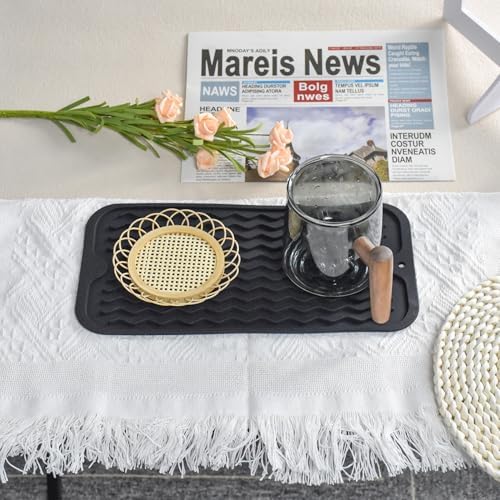 Silicone Dish Drying Mat, Non-Slip Easy Clean Sink Mat, Dark Green - Image 6