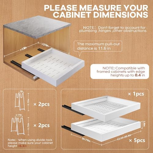 Seinloes 6 Pack Expandable Pull Out Cabinet Organizer 21"Deep - Image 4