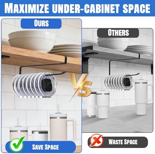 1 Pack Tumbler Lid Organizer, No Adhesive or Drilling, Kitchen Space Saver - Image 3