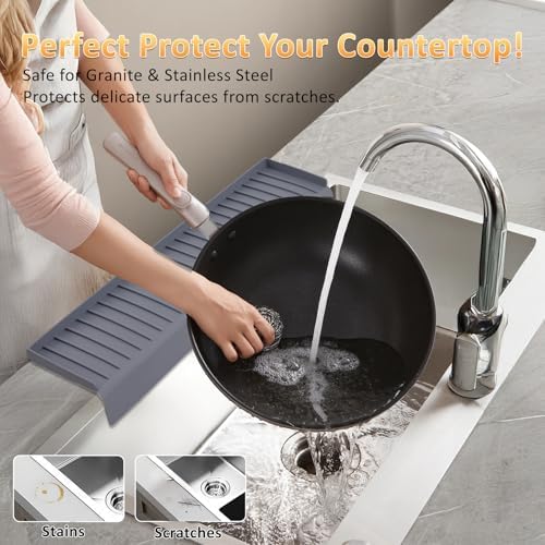 Sink Edge Protector with Suction Cup 4"x30" 20" 14" Silicone Sink Splash Guard - Image 2